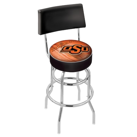 Holland Bar Stool Co 25" Chrome 2-Ring Oklahoma State Swivel Bar Stool, Back L7C425OKStUn-D2